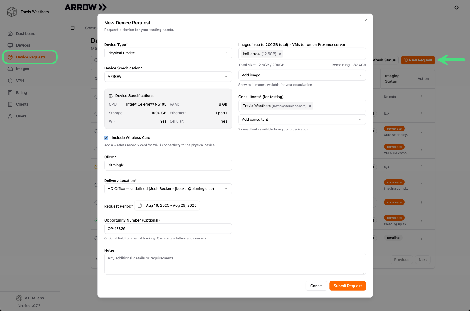 Physical Device Request